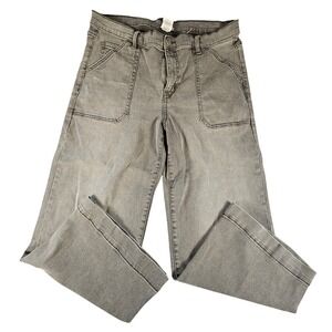 Time and Tru Womens Grey High Rise Wide Leg Utility Patch Pocket Jeans Size 16